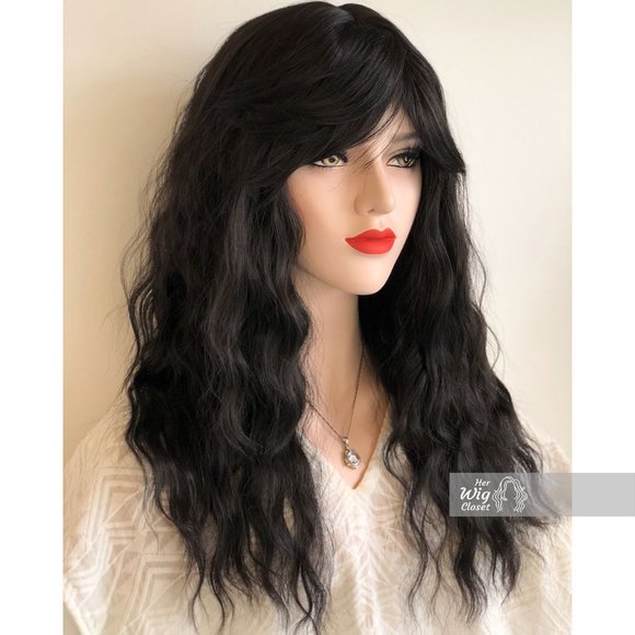 20" Black Loose Wave Wig with Bang | Emily - Picture 4 of 8